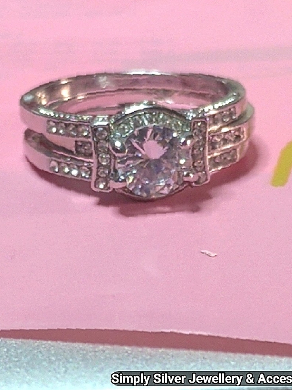 Simply Silver Clear Cubic Zirconia Bridal Ring Set - Silver